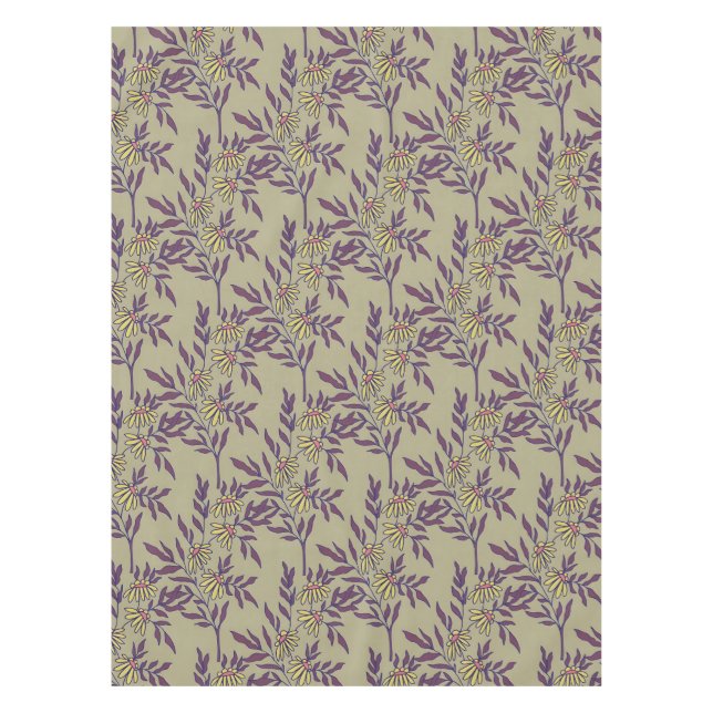 Vibrant Floral Pattern with Yellow Daisies  Tablecloth (Front)