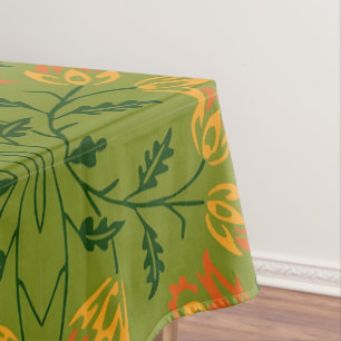 Vibrant Floral Pattern: Yellow and Orange Flowers Tablecloth