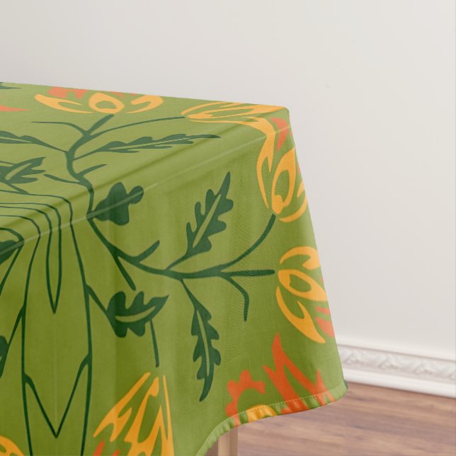  Vibrant Floral Pattern: Yellow and Orange Flowers Tablecloth (In Situ)