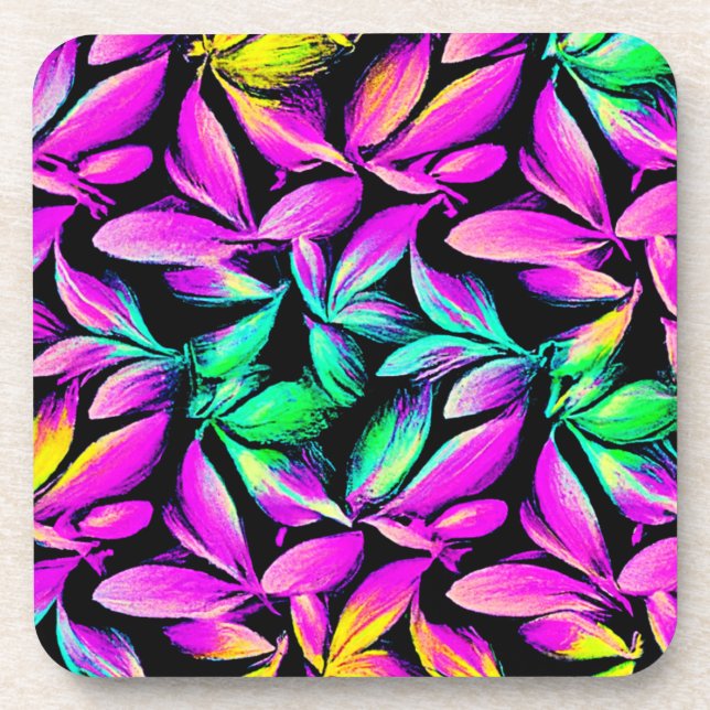 Vibrant Floral Repeat Design Coaster (Front)