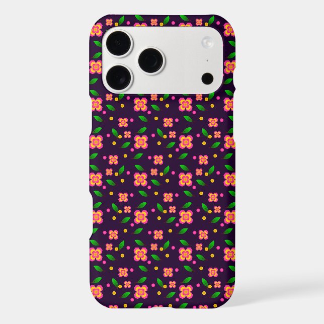 Vibrant Floral Seamless Pattern on deep purple (Back)