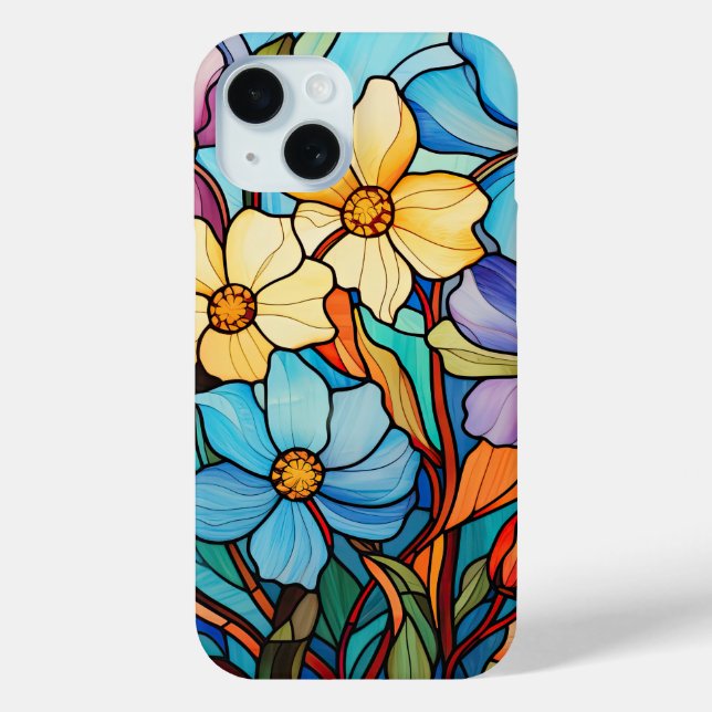 Vibrant Floral Stained Glass Art Flower Lovers Mom Case-Mate iPhone Case (Back)