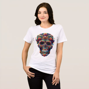 Vibrant Floral Sugar Skull Tri-Blend Shirt