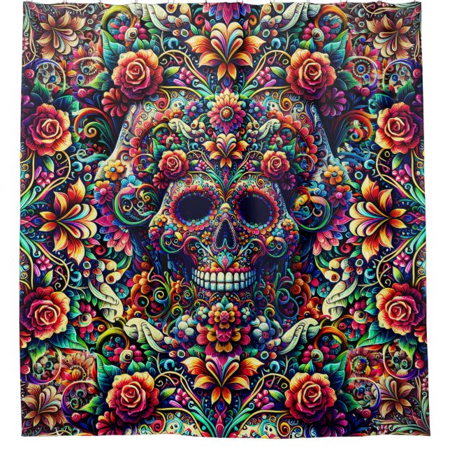 Vibrant Floral Super Sugar Skull (Front)