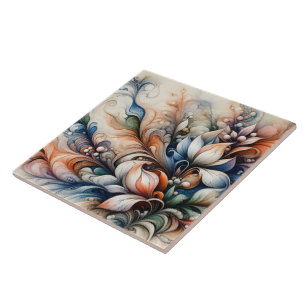 Vibrant Floral Swirl Artwork Tile