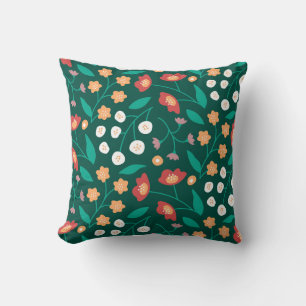 Vibrant Floral Symphony Throw Pillow