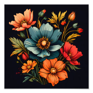 Vibrant Floral Tapestry: A Symphony of Colours Photo Print