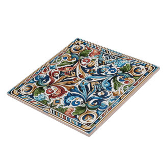 Vibrant Floral Tile With Intricate Patterns