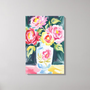 Vibrant Floral Vase Painting Canvas Print