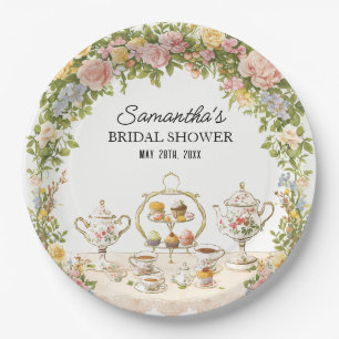 Vibrant Floral Vintage Tea Party Bridal Shower  Paper Plate