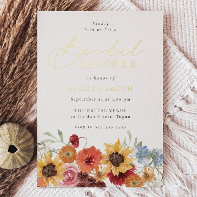 Vibrant Floral Watercolor Bridal Shower Gold (Creator Uploaded)