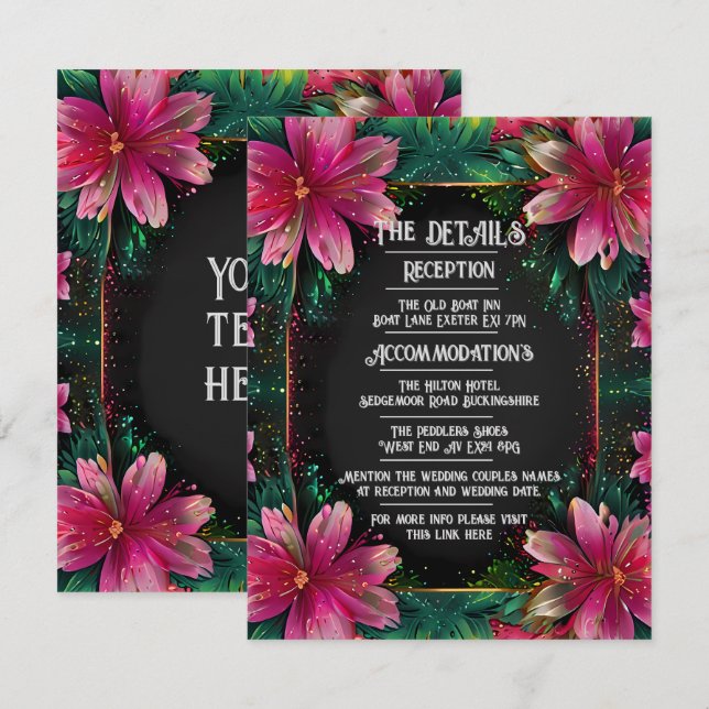 Vibrant Floral Wedding Invitation (Front/Back)