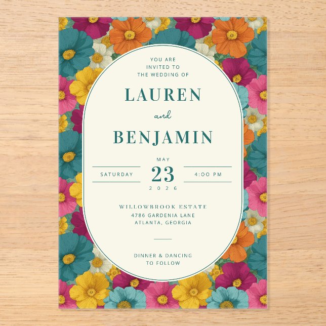 Vibrant Floral Wedding Invitation (Front)