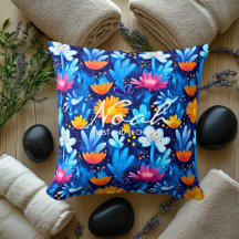 Vibrant Floral Wellness Coussin avec nom personnal