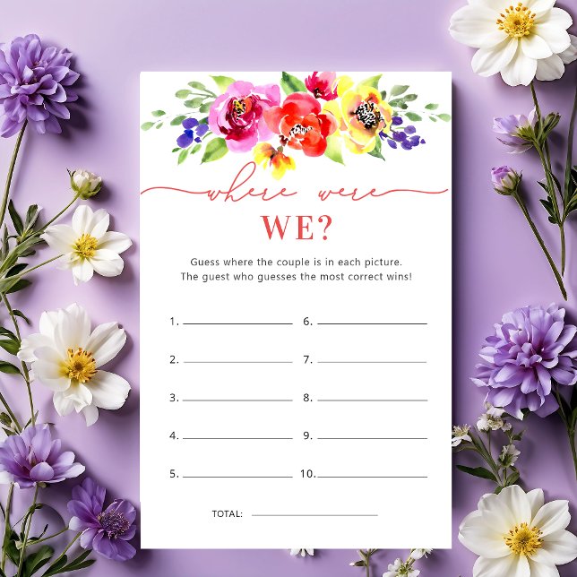 Vibrant Floral Where Were We Bridal Shower Game (Creator Uploaded)