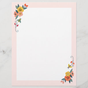 Vibrant Floral Wildflowers & Honey Bee Frame Letterhead