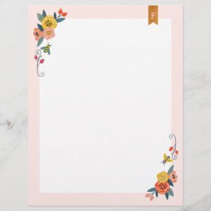 Vibrant Floral Wildflowers & Honey Bee Frame Letterhead