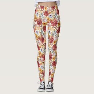 Vibrant Floral With Roses and Sunflowers Leggings