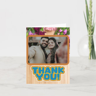 Vibrant Floral Wood Texture Wedding Thank You Card