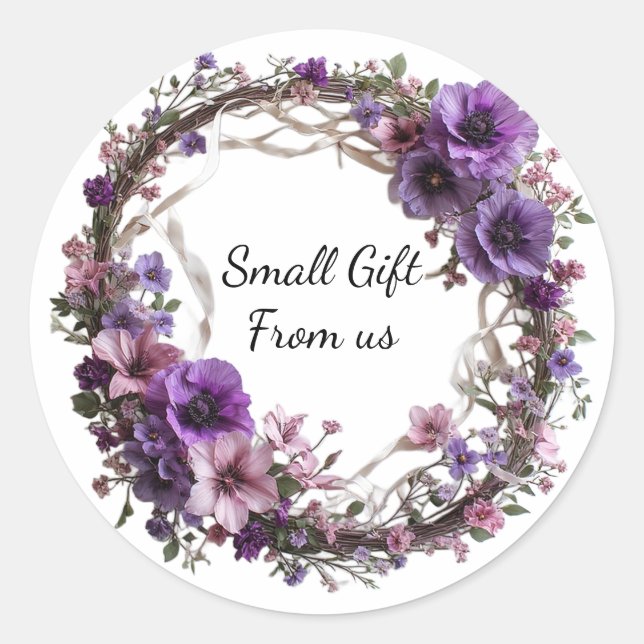 Vibrant Floral Wreath Classic Round Sticker (Front)