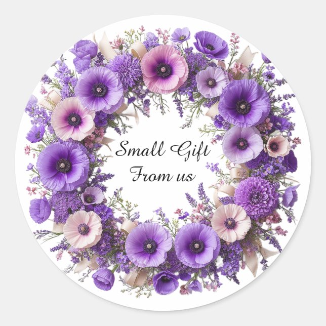 Vibrant Floral Wreath Classic Round Sticker (Front)