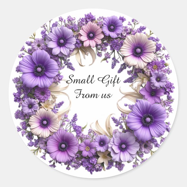Vibrant Floral Wreath Classic Round Sticker (Front)