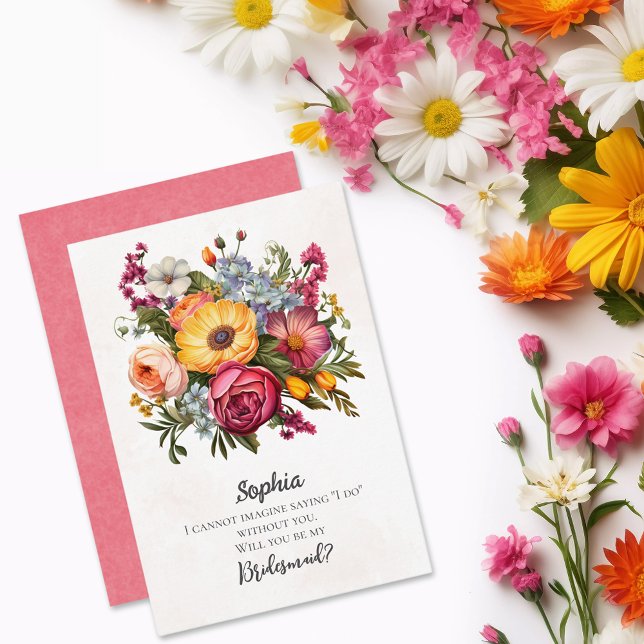 Vibrant Florals Bridesmaid Proposal Invitation (Creator Uploaded)