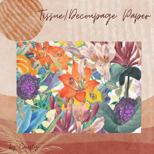 Vibrant Florals Craft, Decoupage,  Tissue Paper