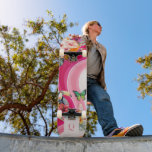 Vibrant Flow | Funky Retro Tropical Monogram  Skateboard<br><div class="desc">Make a bold statement with this funky retro skateboard deck, bursting with tropical energy. Featuring hibiscus florals, toucans, and butterflies layered over vibrant pink waves, this design brings serious personality to your ride (or your wall). Add your own monogram to make it uniquely yours! A customizable piece that’s as stylish...</div>
