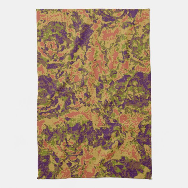 Vibrant flower camouflage pattern kitchen towel (Vertical)