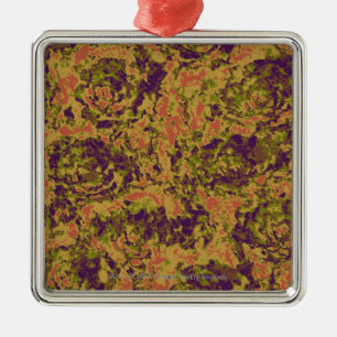 Vibrant flower camouflage pattern metal ornament