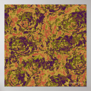 Vibrant flower camouflage pattern poster