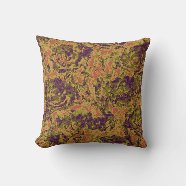 Vibrant flower camouflage pattern throw pillow (Front)