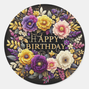 Vibrant flower Design Birthday sticker