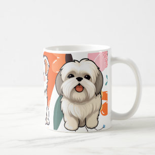 Vibrant flower Dog Art StyleFor Dog Lovers  Coffee Mug