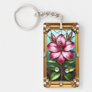 Vibrant Flower Ornately Framed Keychain