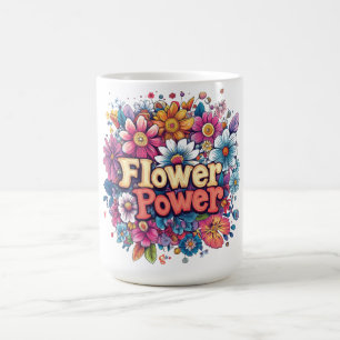 Vibrant Flower Power Design with Colorful Blooms  Coffee Mug