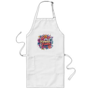 Vibrant Flower Power Design with Colorful Blooms Long Apron