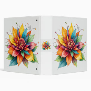 Vibrant Flower with Swirling Leaves Binder