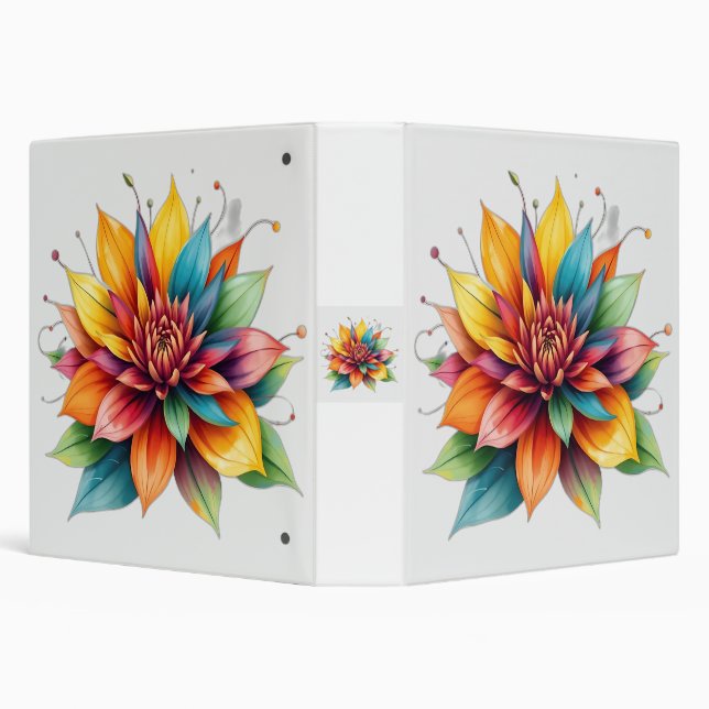 Vibrant Flower with Swirling Leaves Binder (Background)