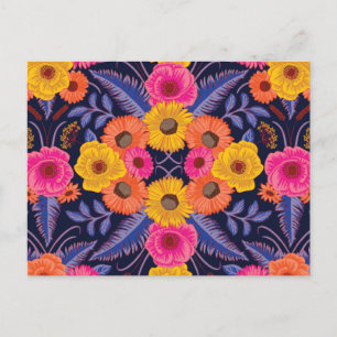 Vibrant Flowers & Ferns Postcard