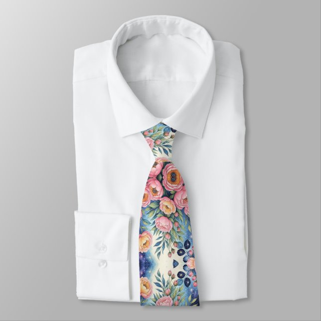 Vibrant Flowers Tie (Tied)