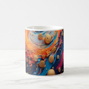 Vibrant Fluid Acrylic Abstract Art Mug Blue and Go