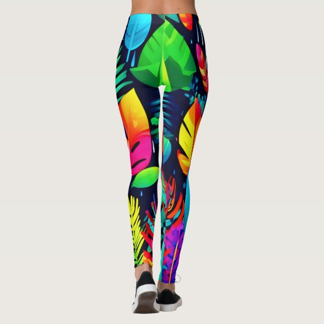 Vibrant Foliage Drizzle Art Leggings (Back)
