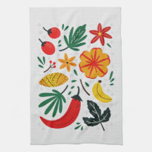 Vibrant Folk Art Tropical Fruit Chili Pepper