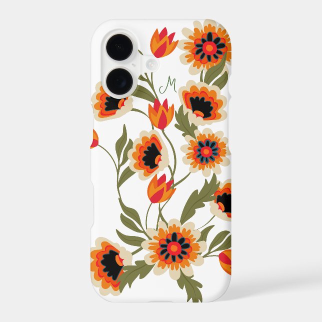 Vibrant Folk Scnadinavia Floral Case with Monogram (Back)