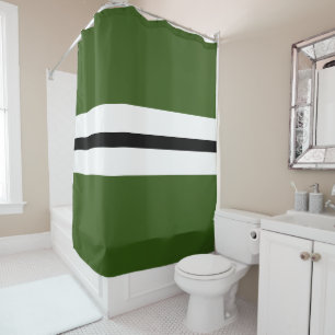 Vibrant Forest Green Black White Racing Stripes