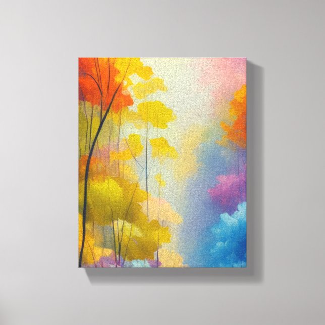 Vibrant Forest Landscape Painting Canvas Print (Front)
