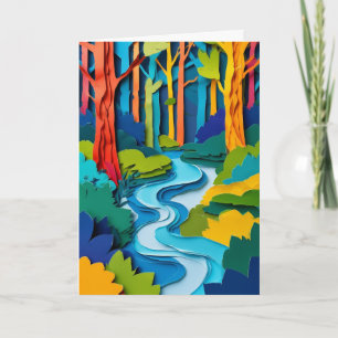 Vibrant Forest Stream Tumbling Card