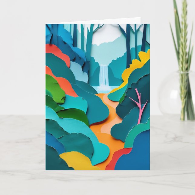 Vibrant Forest Waterfall Card (Front)